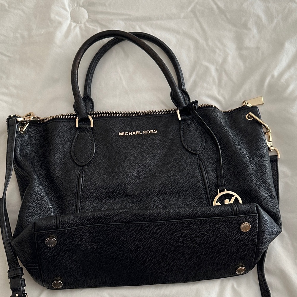 Michael Kors Black Satchel with Gold Accents